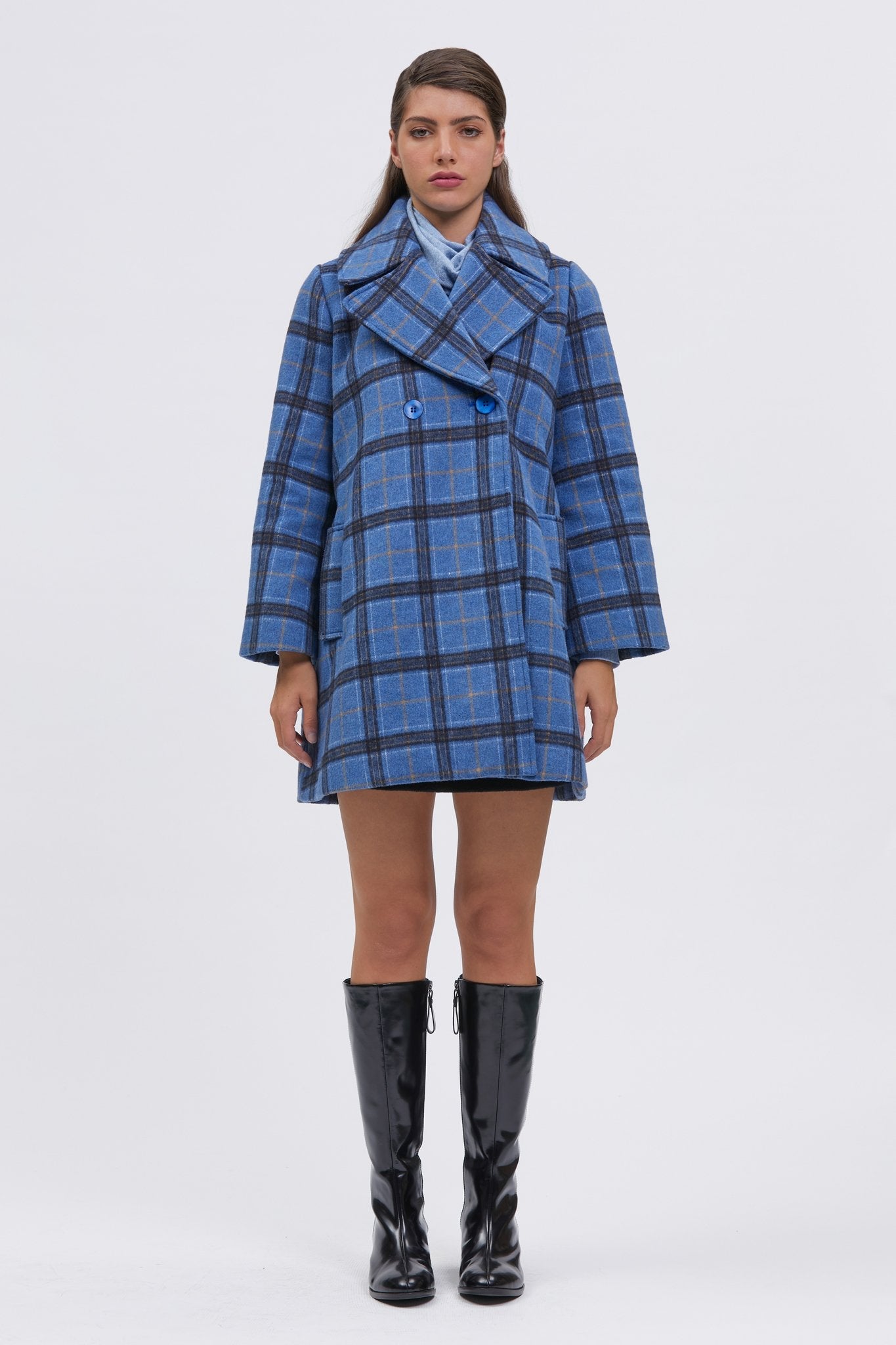 Cantabrian Coat Blue/Orange Check