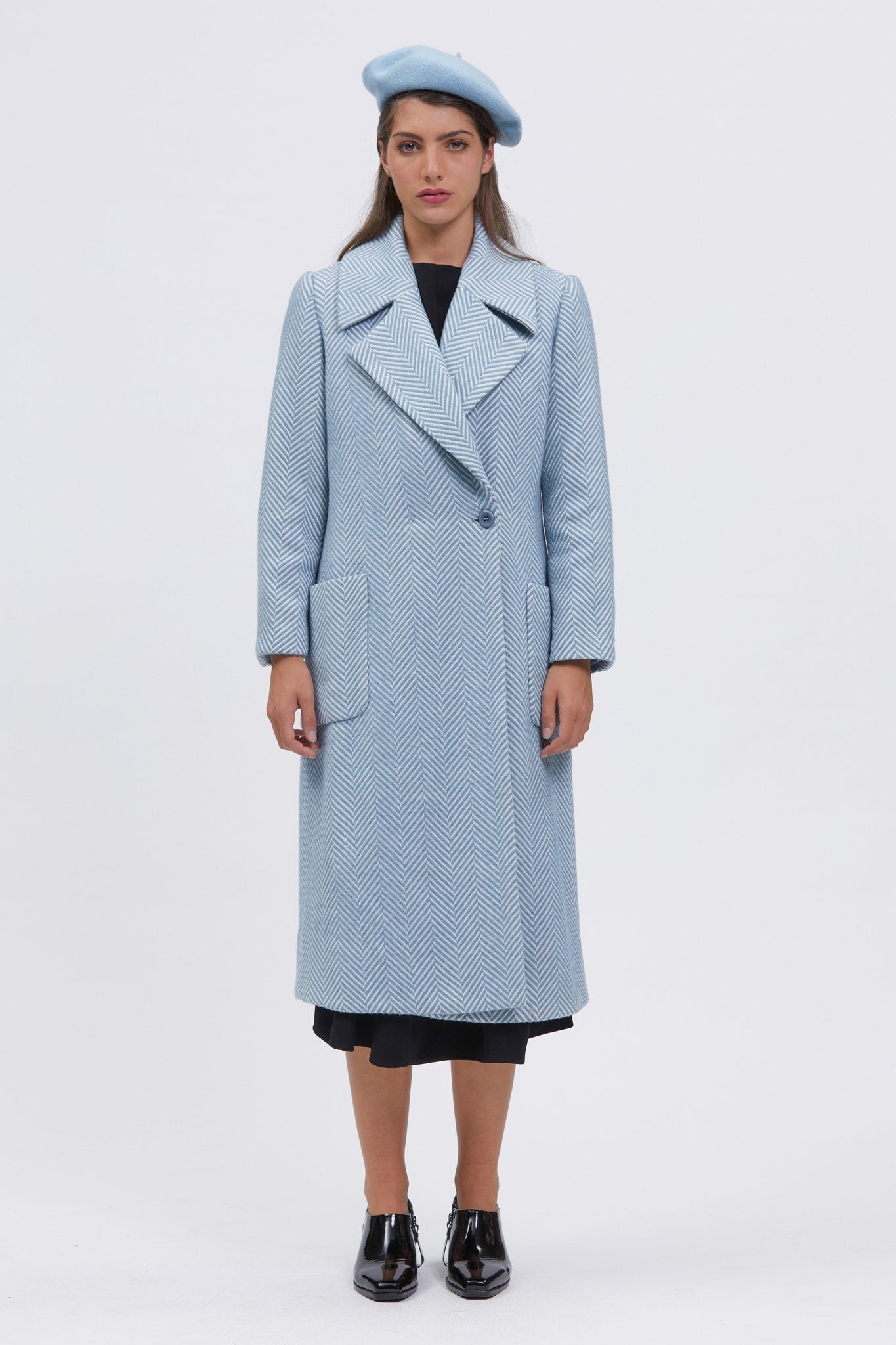 Ruscello Coat Blue Herringbone