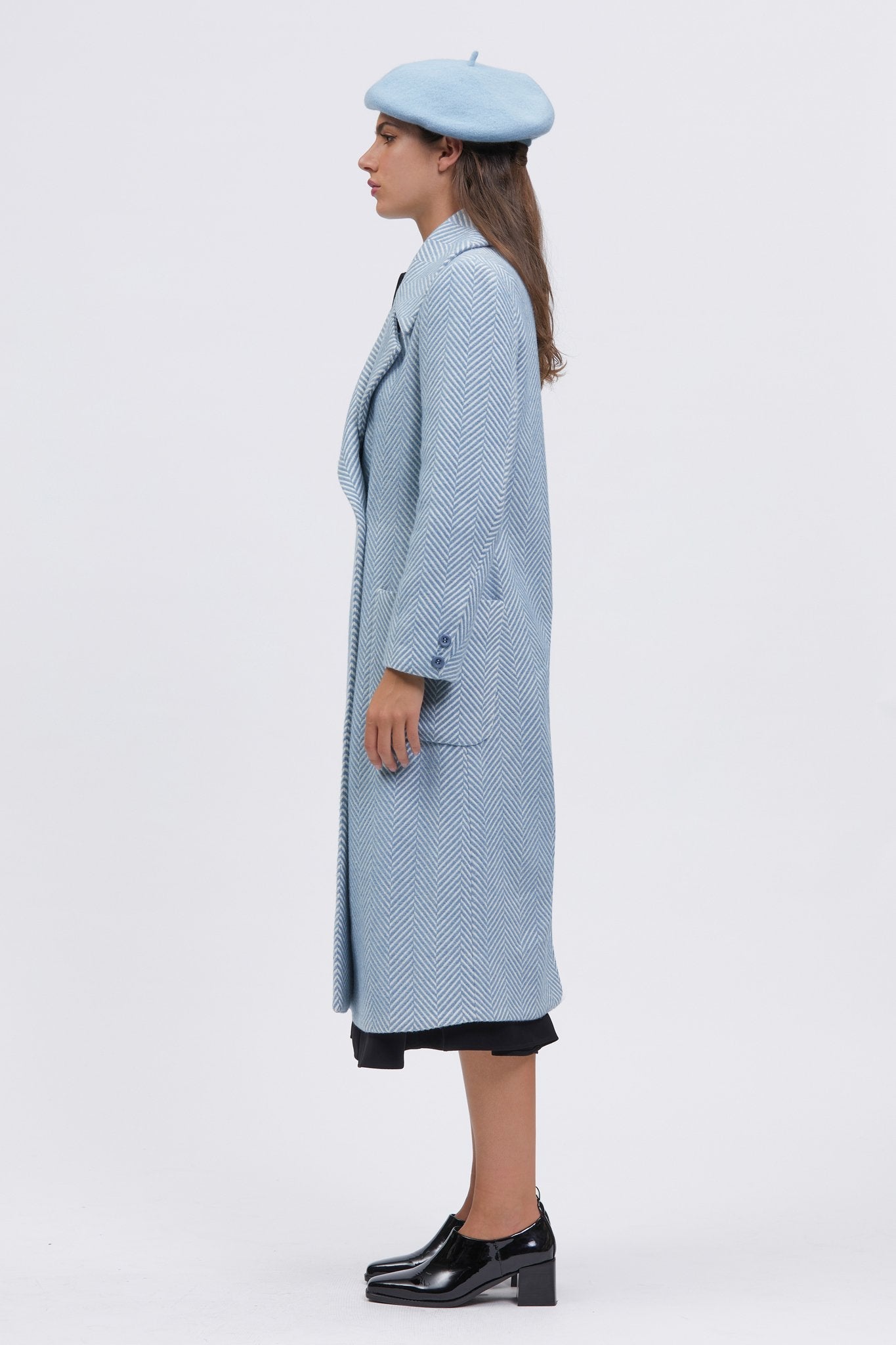 Ruscello Coat Blue Herringbone