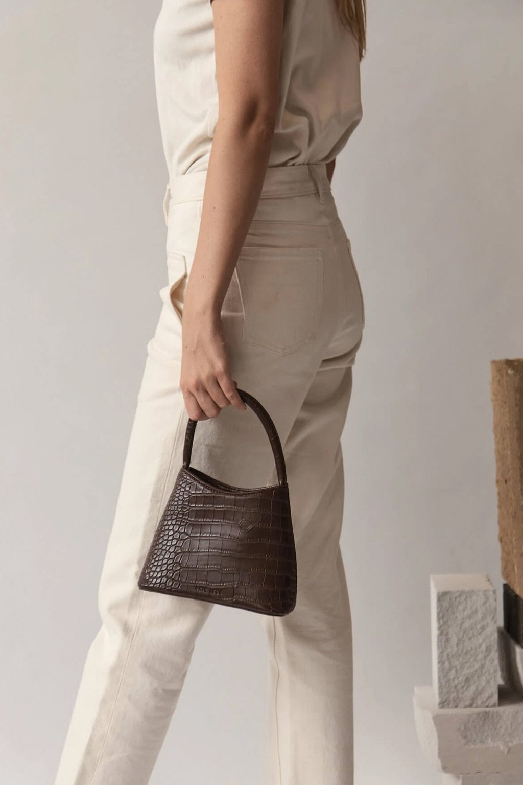 Brie Leon Mini Chloe Bag Chocolate Matte Croc